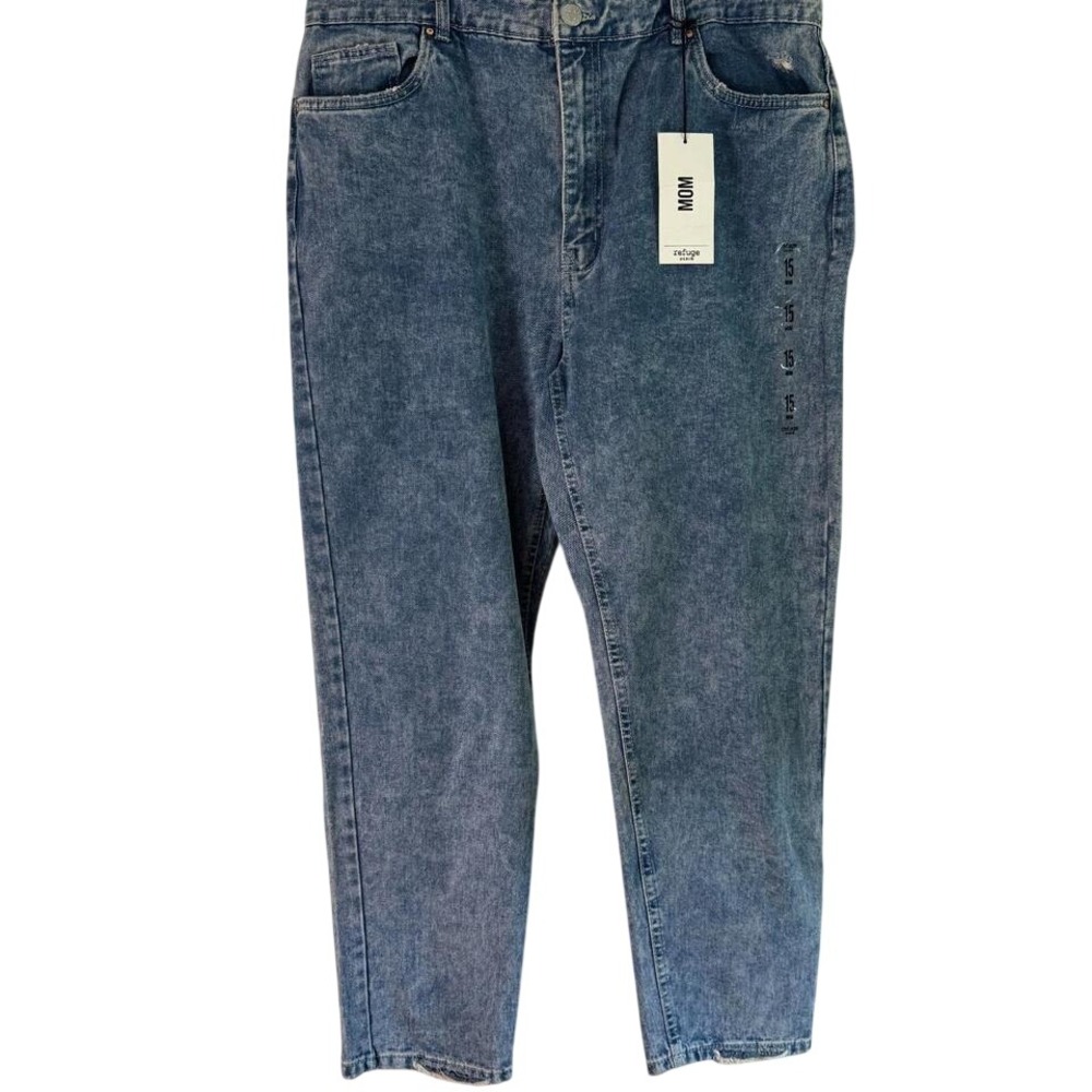 Refuge Denim Womens High Rise Mom Jeans Acid Wash Blue Size 15 NWT